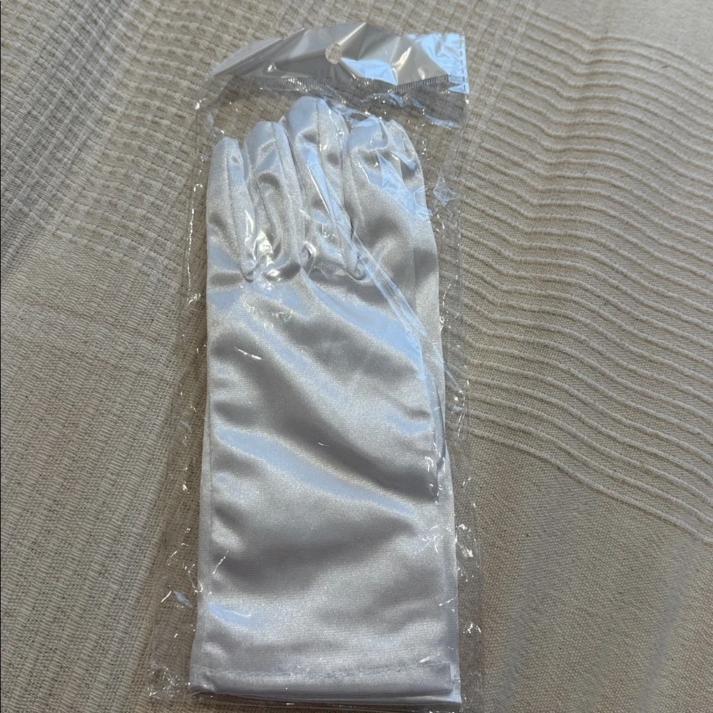 Elegant White Satin Gloves(Ships from OR)